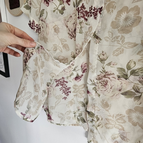 Vintage Penmans Floral Short Sleeve Sheer Blouse - Picture 3 of 6